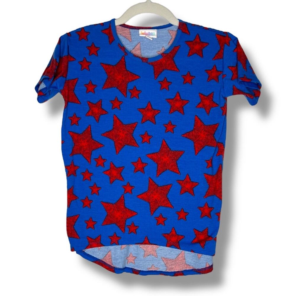 Girls LuLaRoe Gracie American Red Star Tunic Shirt Top Size 8
